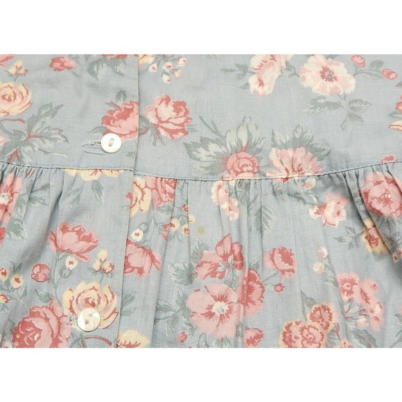 Gunne Sax Blue Prairie Floral Dress Cotton Lace Womens Medium Buttondown 1970's - Picture 8 of 14